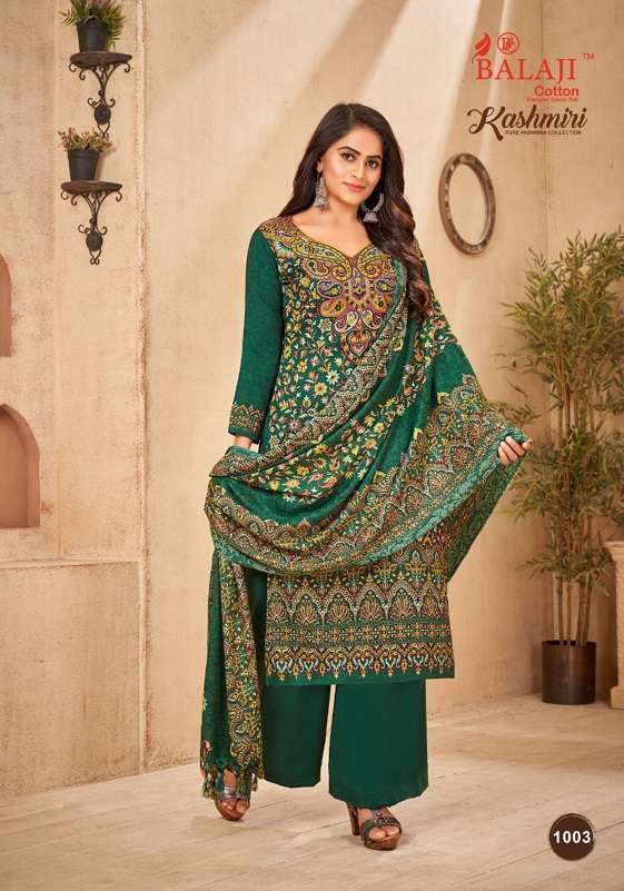 KASHMIRI BY BALAJI COTTON 1001 TO 1010 SERIES DESIGNER SUITS COLLECTION BEAUTIFUL STYLISH COLORFUL FANCY PARTY WEAR & OCCASIONAL WEAR PURE PASHMINA DRESSES AT WHOLESALE PRICE