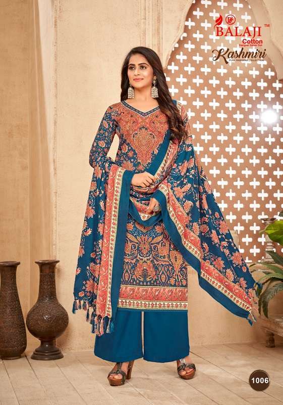 KASHMIRI BY BALAJI COTTON 1001 TO 1010 SERIES DESIGNER SUITS COLLECTION BEAUTIFUL STYLISH COLORFUL FANCY PARTY WEAR & OCCASIONAL WEAR PURE PASHMINA DRESSES AT WHOLESALE PRICE