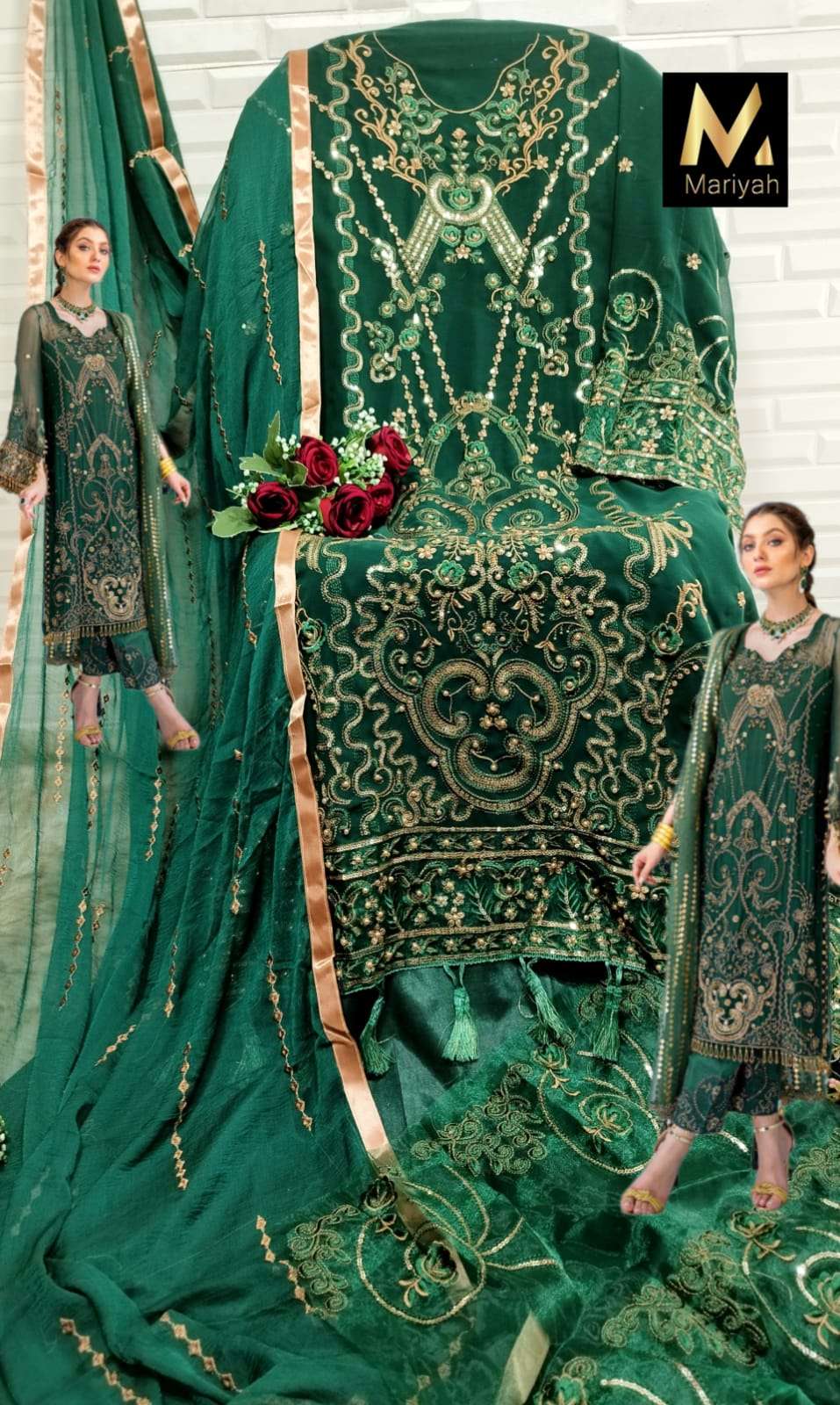 MARIYAH HIT DESIGN M-144 BY MARIYAH BEAUTIFUL PAKISTANI SUITS COLORFUL STYLISH FANCY CASUAL WEAR & ETHNIC WEAR FAUX GEORGETTE EMBROIDERED DRESSES AT WHOLESALE PRICE