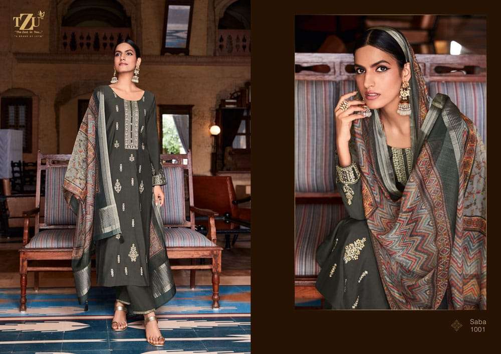 SABA BY TZU 1001 TO 1006 SERIES FESTIVE TRADITIONAL WEAR COLLECTION BEAUTIFUL STYLISH FANCY COLORFUL PARTY WEAR & OCCASIONAL WEAR SILK DRESSES AT WHOLESALE PRICE