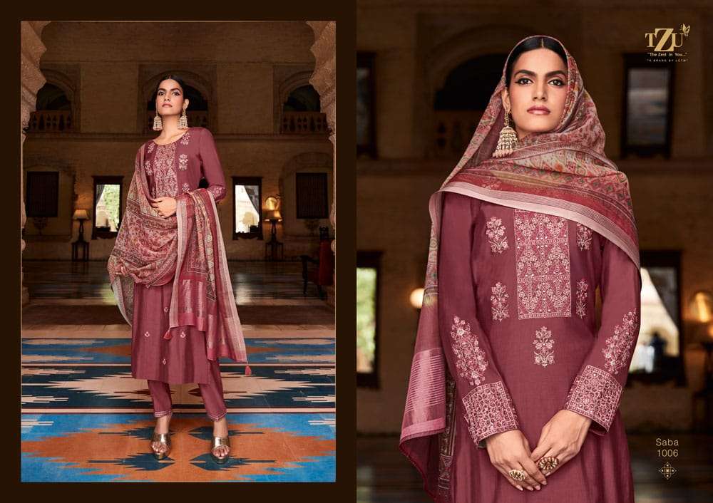 SABA BY TZU 1001 TO 1006 SERIES FESTIVE TRADITIONAL WEAR COLLECTION BEAUTIFUL STYLISH FANCY COLORFUL PARTY WEAR & OCCASIONAL WEAR SILK DRESSES AT WHOLESALE PRICE