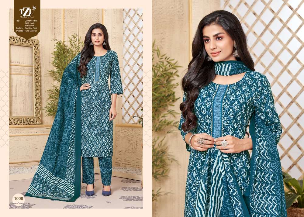 Umaiza By Tzu 1001 To 1008 Series Festive Traditional Wear Collection Beautiful Stylish Fancy Colorful Party Wear & Occasional Wear Dresses With Mal Mal Dupatta At Wholesale Price