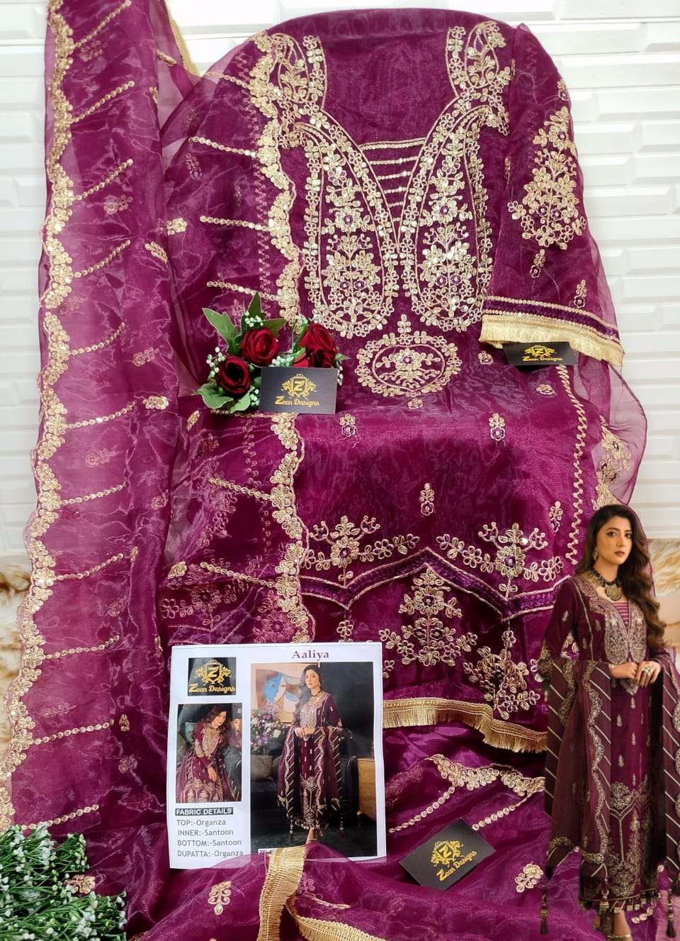 AALIYA BY ZEEN DESIGNS BEAUTIFUL PAKISTANI SUITS COLORFUL STYLISH FANCY CASUAL WEAR & ETHNIC WEAR ORGANZA DRESSES AT WHOLESALE PRICE