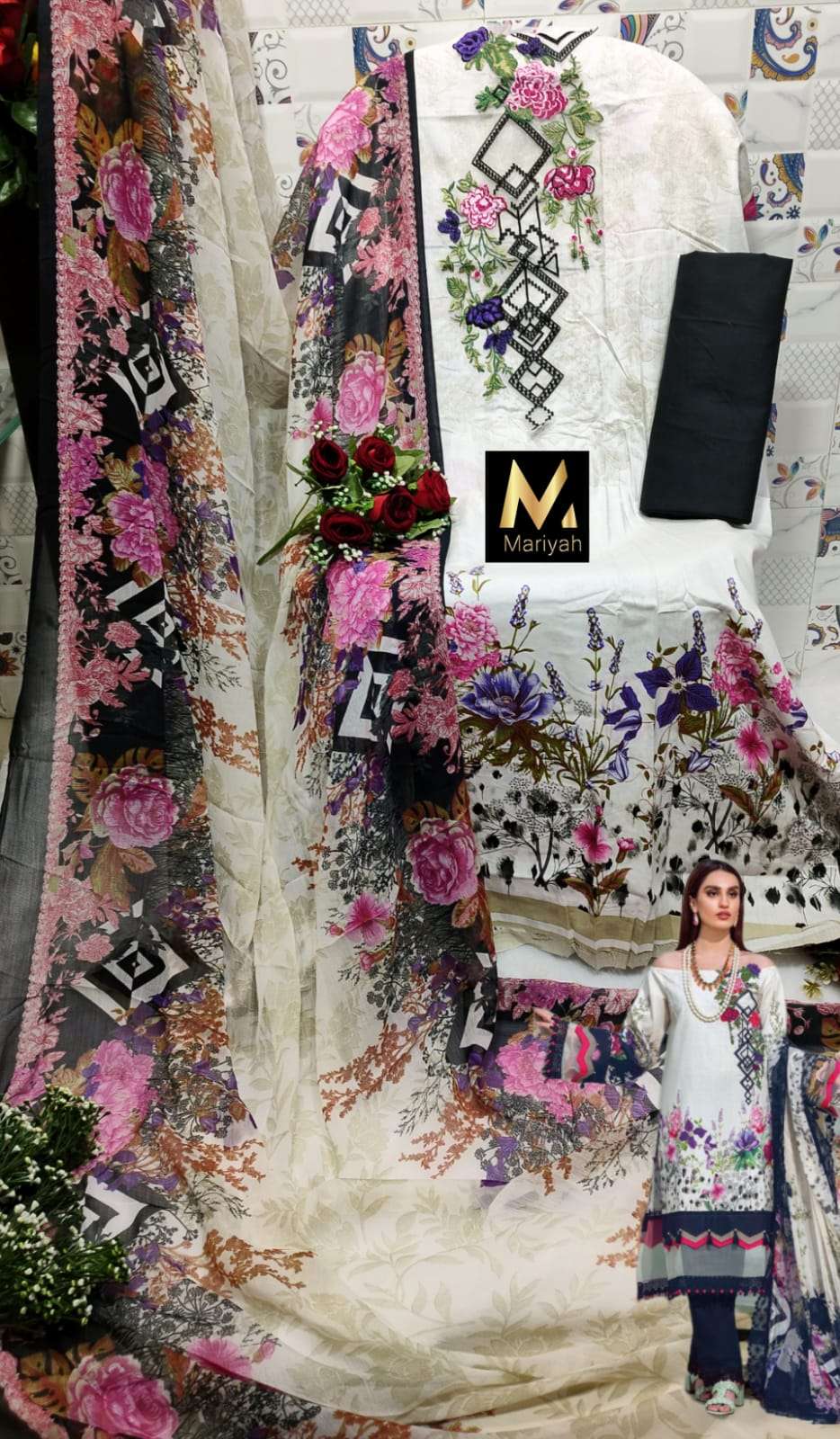 MARIYAH HIT DESIGN M-147 BY MARIYAH BEAUTIFUL PAKISTANI SUITS COLORFUL STYLISH FANCY CASUAL WEAR & ETHNIC WEAR PURE COTTON DRESSES AT WHOLESALE PRICE