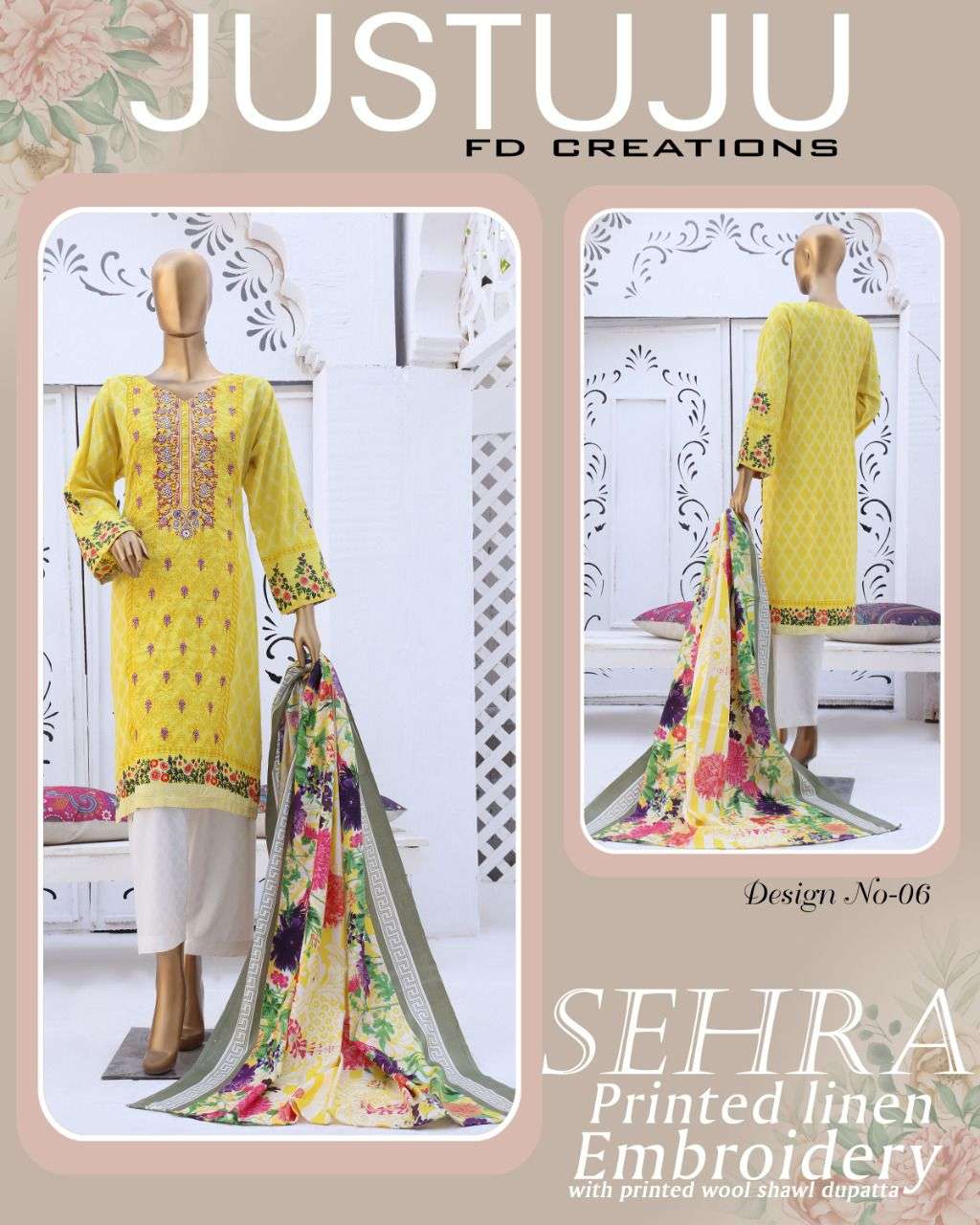 SEHRA WINTER BY FD CREATION 01 TO 12 SERIES BEAUTIFUL PAKISTANI SUITS COLORFUL STYLISH FANCY CASUAL WEAR & ETHNIC WEAR LINEN PRINT DRESSES AT WHOLESALE PRICE