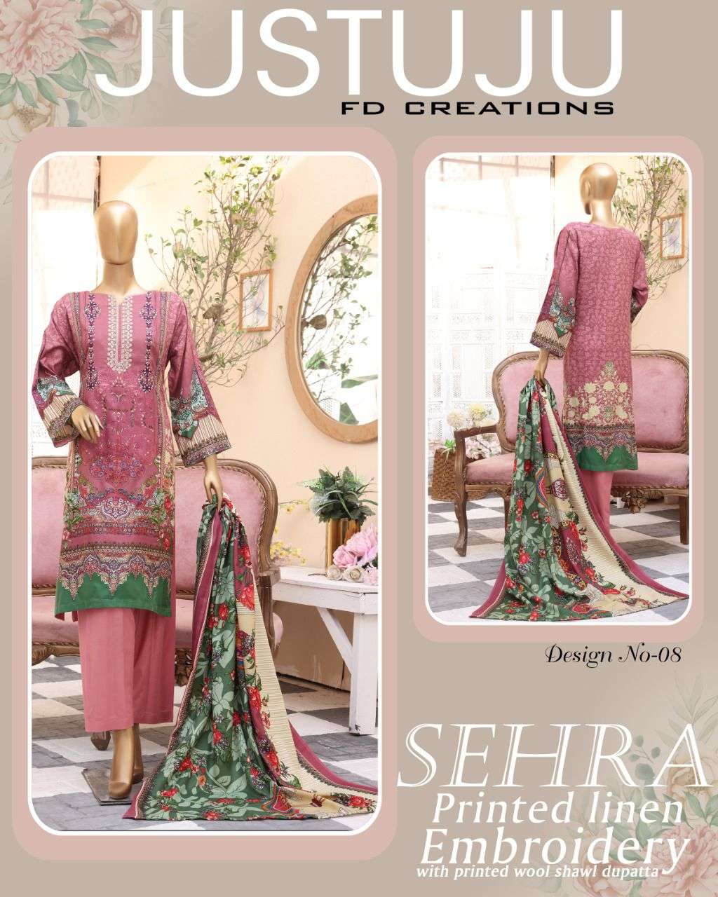 SEHRA WINTER BY FD CREATION 01 TO 12 SERIES BEAUTIFUL PAKISTANI SUITS COLORFUL STYLISH FANCY CASUAL WEAR & ETHNIC WEAR LINEN PRINT DRESSES AT WHOLESALE PRICE