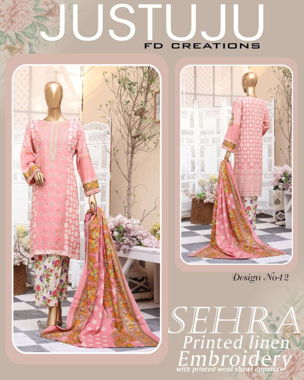 SEHRA WINTER BY FD CREATION 01 TO 12 SERIES BEAUTIFUL PAKISTANI SUITS COLORFUL STYLISH FANCY CASUAL WEAR & ETHNIC WEAR LINEN PRINT DRESSES AT WHOLESALE PRICE