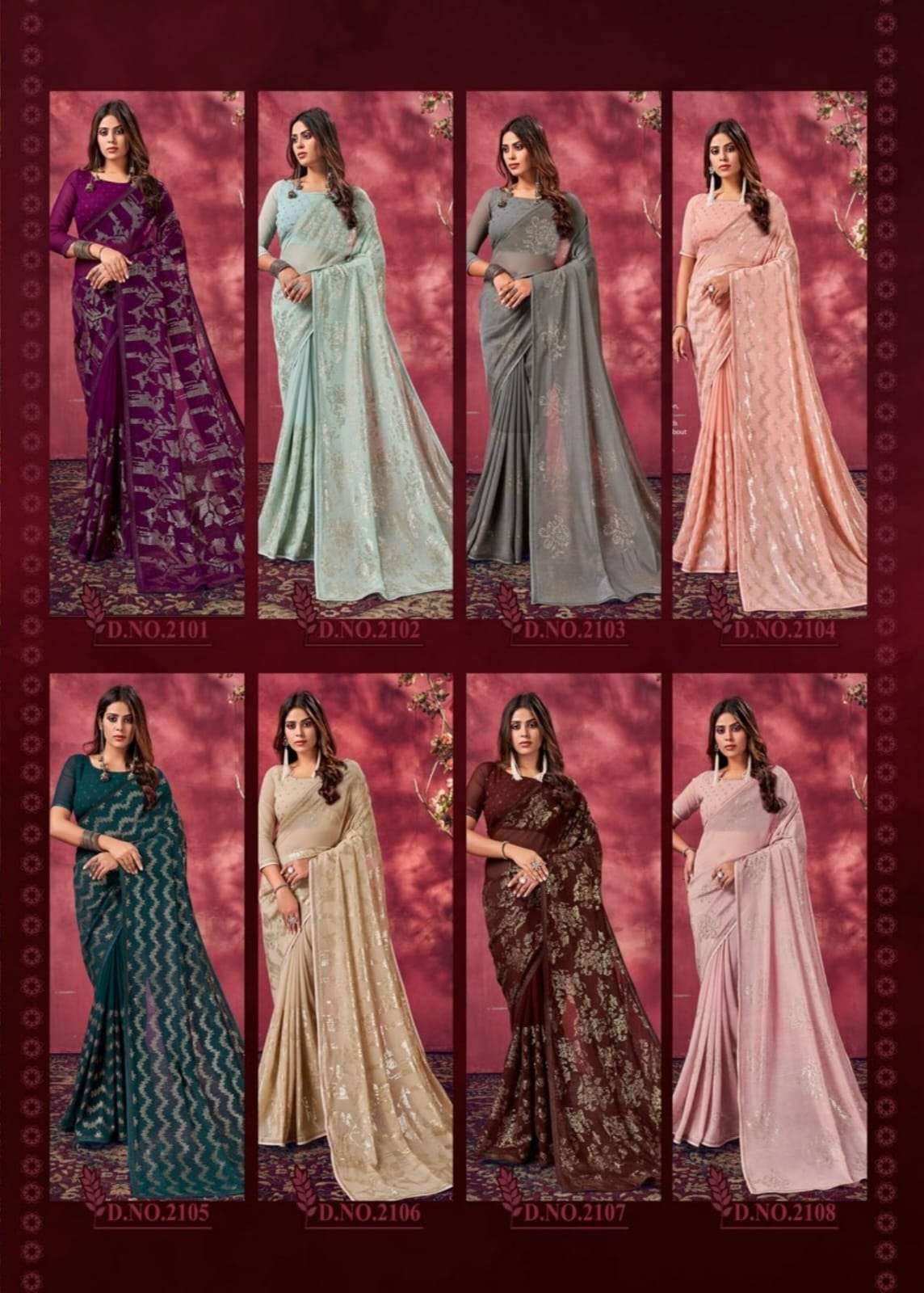 IRA BY TAJKUMARI 2101 TO 2108 SERIES INDIAN TRADITIONAL WEAR COLLECTION BEAUTIFUL STYLISH FANCY COLORFUL PARTY WEAR & OCCASIONAL WEAR PURE GEORGETTE SAREES AT WHOLESALE PRICE