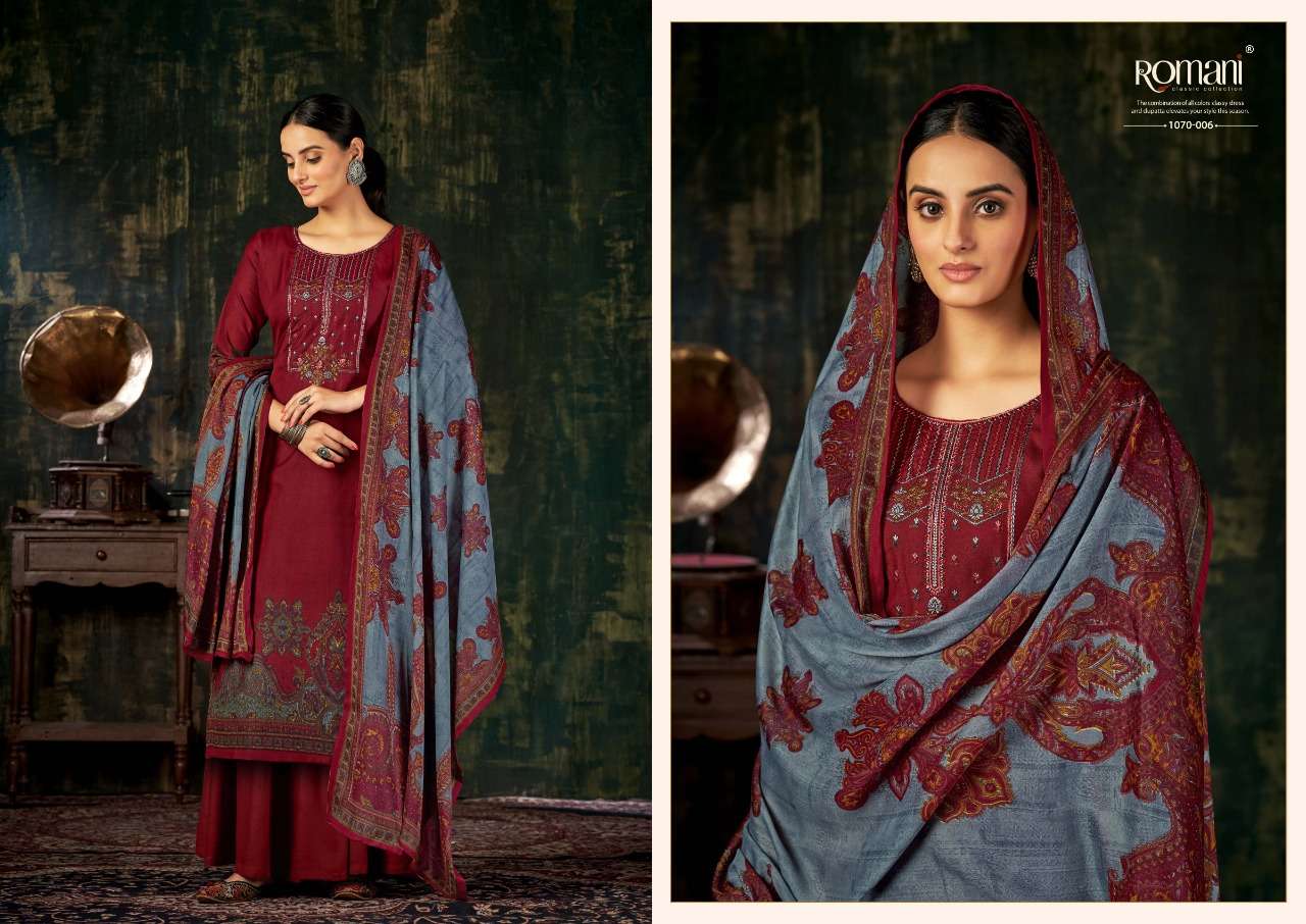 MAREENA VOL-7 BY ROMANI 1070-001 TO 1070-010 SERIES BEAUTIFUL SUITS COLORFUL STYLISH FANCY CASUAL WEAR & ETHNIC WEAR SOFT COTTON PRINT DRESSES AT WHOLESALE PRICE