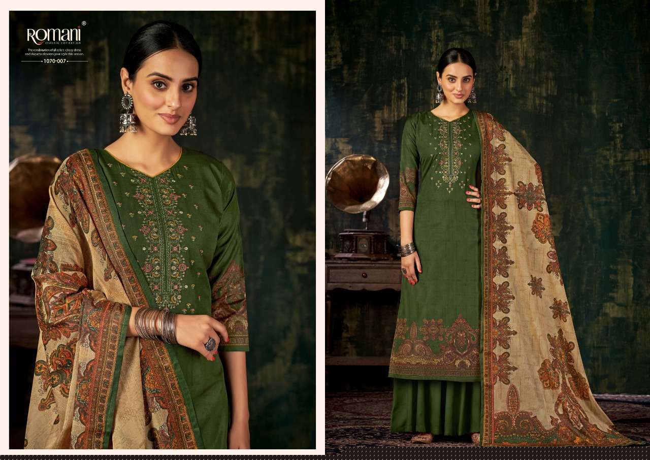 MAREENA VOL-7 BY ROMANI 1070-001 TO 1070-010 SERIES BEAUTIFUL SUITS COLORFUL STYLISH FANCY CASUAL WEAR & ETHNIC WEAR SOFT COTTON PRINT DRESSES AT WHOLESALE PRICE