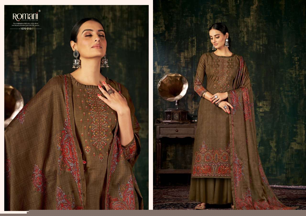 MAREENA VOL-7 BY ROMANI 1070-001 TO 1070-010 SERIES BEAUTIFUL SUITS COLORFUL STYLISH FANCY CASUAL WEAR & ETHNIC WEAR SOFT COTTON PRINT DRESSES AT WHOLESALE PRICE