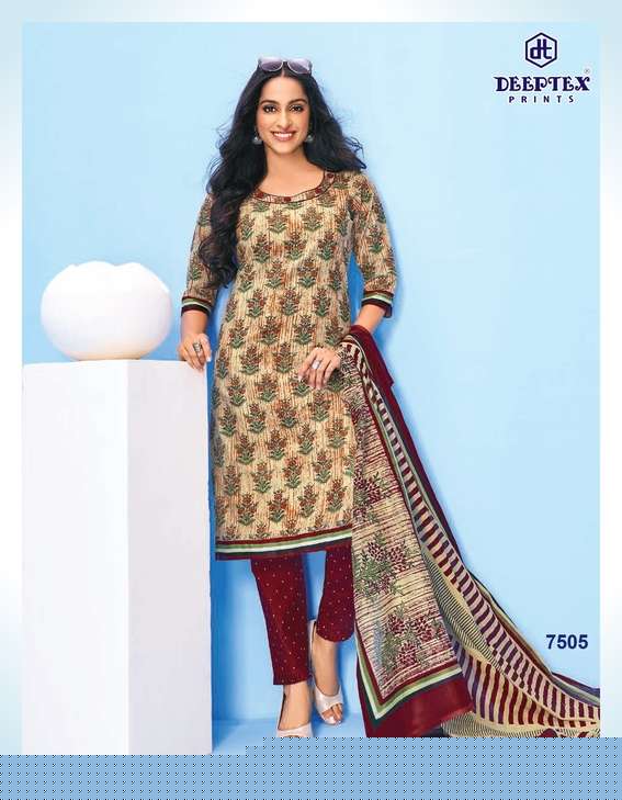 MISS INDIA VOL-75 BY DEEPTEX 7501 TO 7526 SERIES BEAUTIFUL SUITS COLORFUL STYLISH FANCY CASUAL WEAR & ETHNIC WEAR HEAVY COTTON PRINT DRESSES AT WHOLESALE PRICE