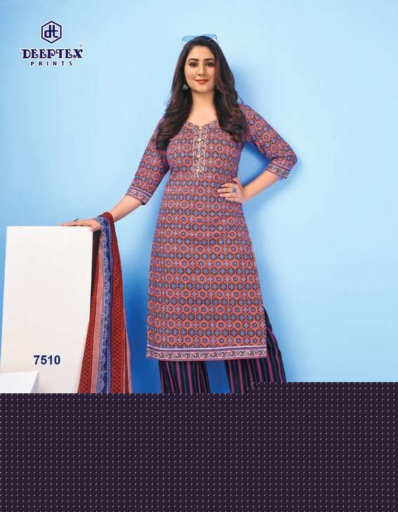 MISS INDIA VOL-75 BY DEEPTEX 7501 TO 7526 SERIES BEAUTIFUL SUITS COLORFUL STYLISH FANCY CASUAL WEAR & ETHNIC WEAR HEAVY COTTON PRINT DRESSES AT WHOLESALE PRICE
