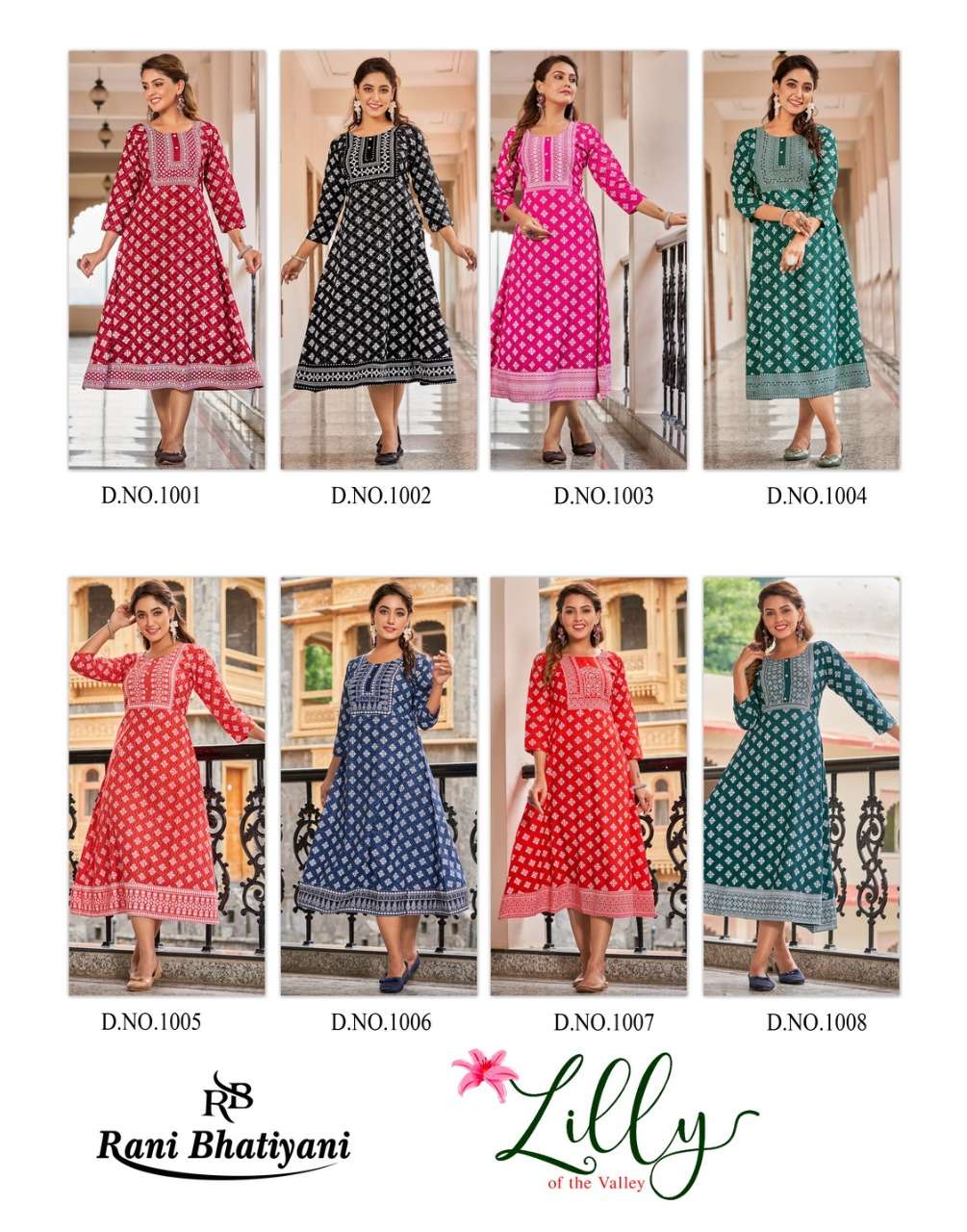 LILLY VOL-1 BY RANI BHATIYANI 1001 TO 1008 SERIES DESIGNER STYLISH FANCY COLORFUL BEAUTIFUL PARTY WEAR & ETHNIC WEAR COLLECTION FANCY KURTIS AT WHOLESALE PRICE
