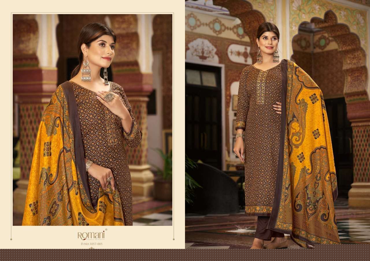 Soneri By Romani 1057-001 To 1057-010 Series Beautiful Festive Suits Colorful Stylish Fancy Casual Wear & Ethnic Wear Premium Pashmina With Work Dresses At Wholesale Price