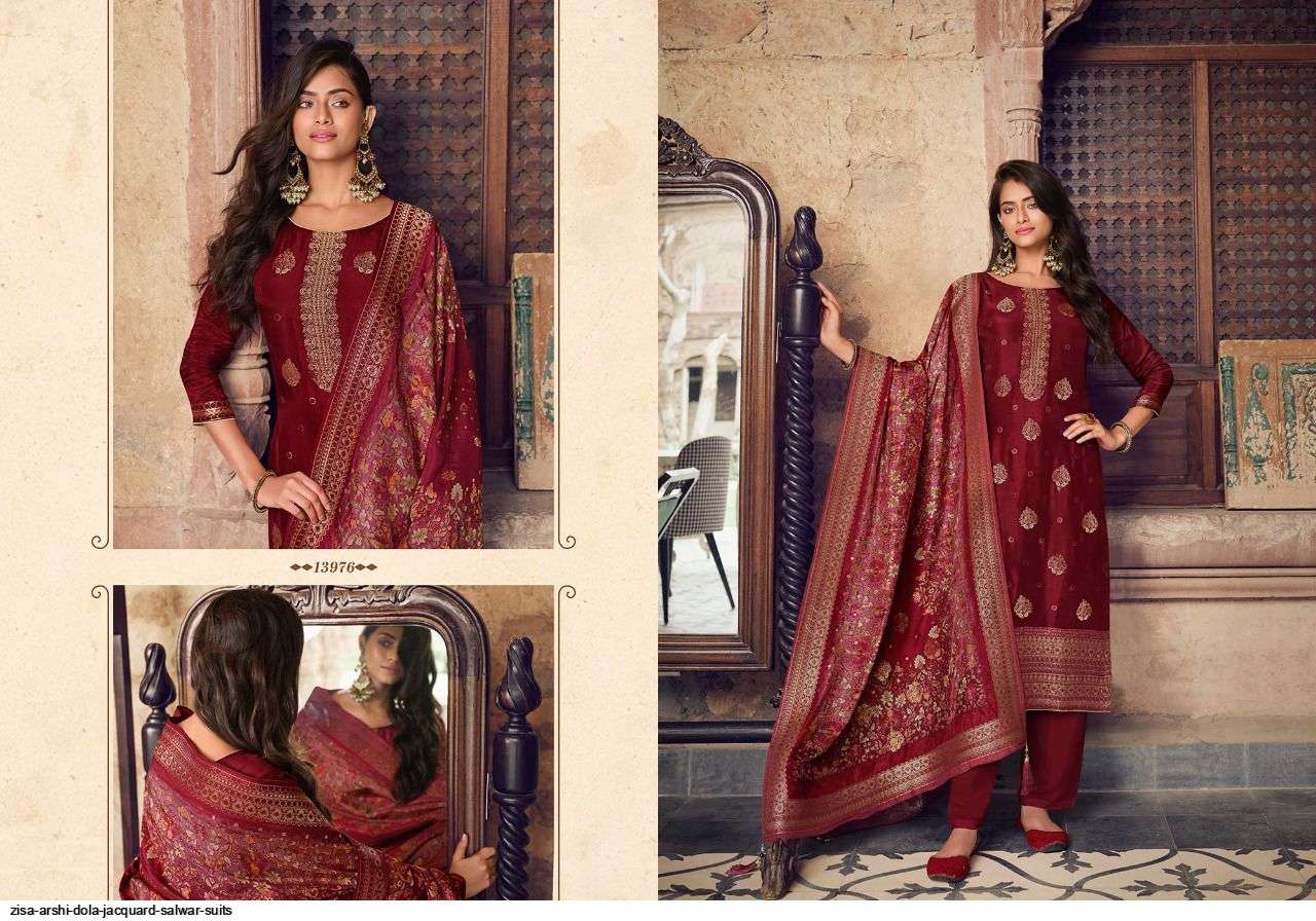 ARSHI BY ZISA 13971 TO 13976 SERIES BEAUTIFUL SUITS COLORFUL STYLISH FANCY CASUAL WEAR & ETHNIC WEAR DOLA JACQUARD DRESSES AT WHOLESALE PRICE