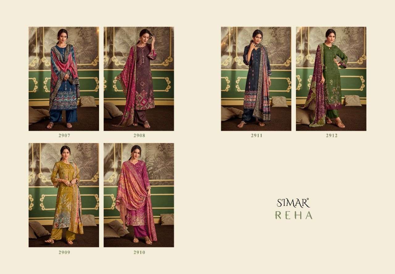 REHA BY GLOSSY 2907 TO 2912 SERIES BEAUTIFUL SUITS COLORFUL STYLISH FANCY CASUAL WEAR & ETHNIC WEAR PURE VISCOSE PASHMINA DRESSES AT WHOLESALE PRICE