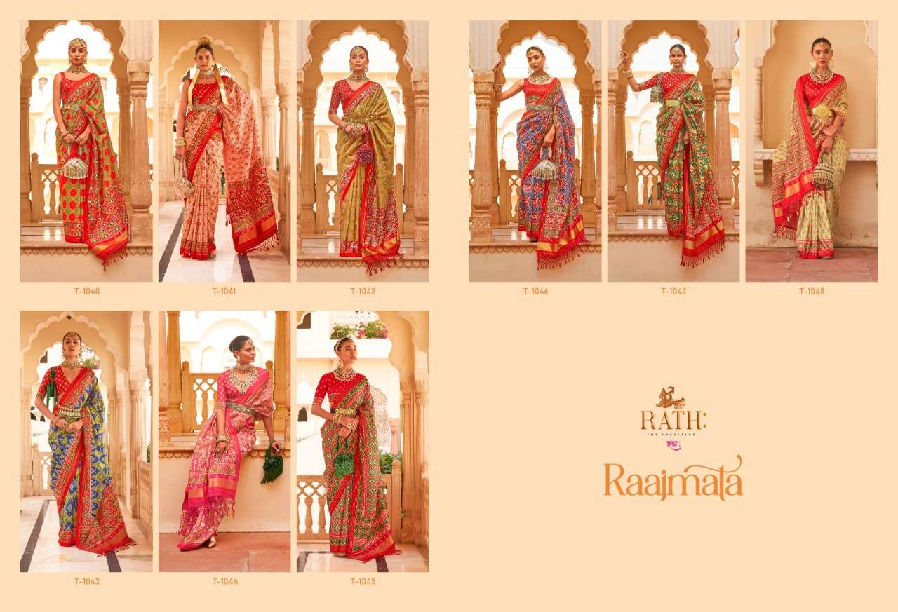 Raajmata By Rath 1040 To 1048 Series Indian Traditional Wear Collection Beautiful Stylish Fancy Colorful Party Wear & Occasional Wear Tussar Silk Sarees At Wholesale Price