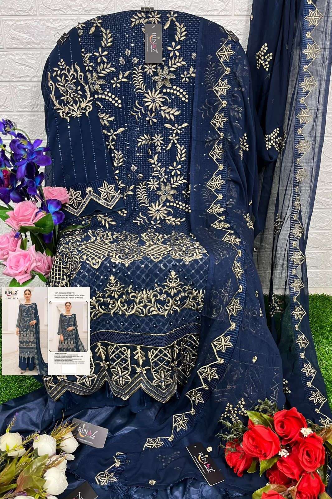 RINAZ 1387 COLOURS BY RINAZ FASHION 1387-A TO 1387-D SERIES DESIGNER PAKISTANI SUITS BEAUTIFUL FANCY COLORFUL STYLISH PARTY WEAR & OCCASIONAL WEAR FAUX GEORGETTE DRESSES AT WHOLESALE PRICE