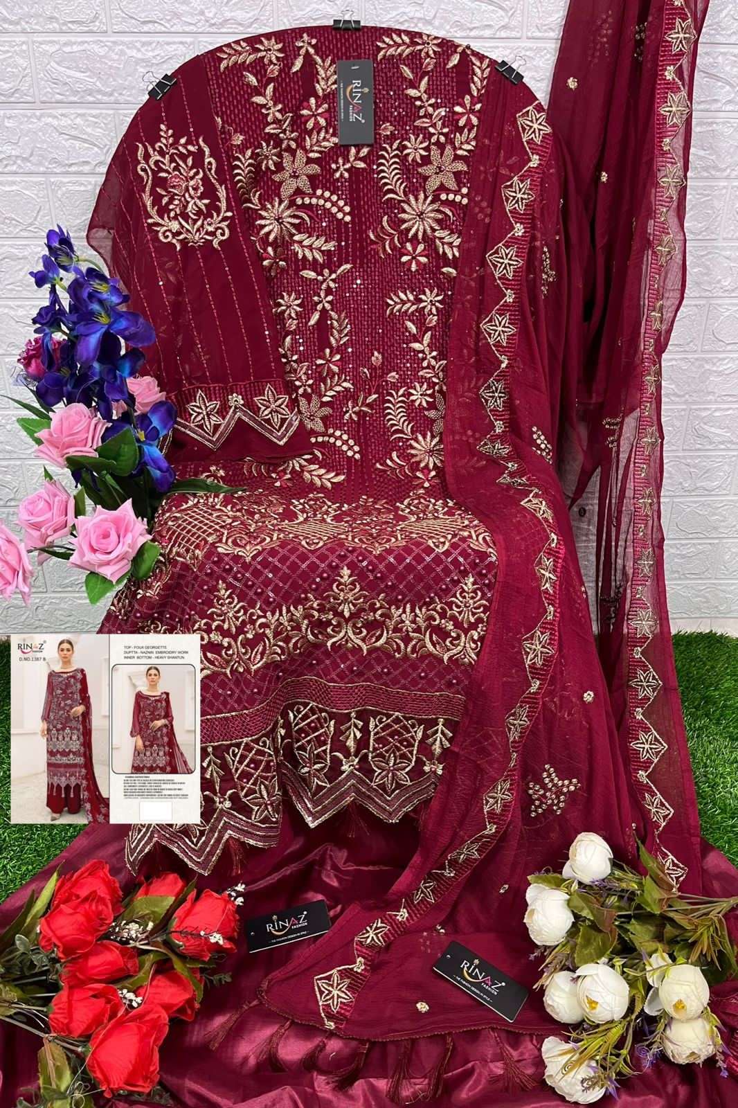 RINAZ 1387 COLOURS BY RINAZ FASHION 1387-A TO 1387-D SERIES DESIGNER PAKISTANI SUITS BEAUTIFUL FANCY COLORFUL STYLISH PARTY WEAR & OCCASIONAL WEAR FAUX GEORGETTE DRESSES AT WHOLESALE PRICE