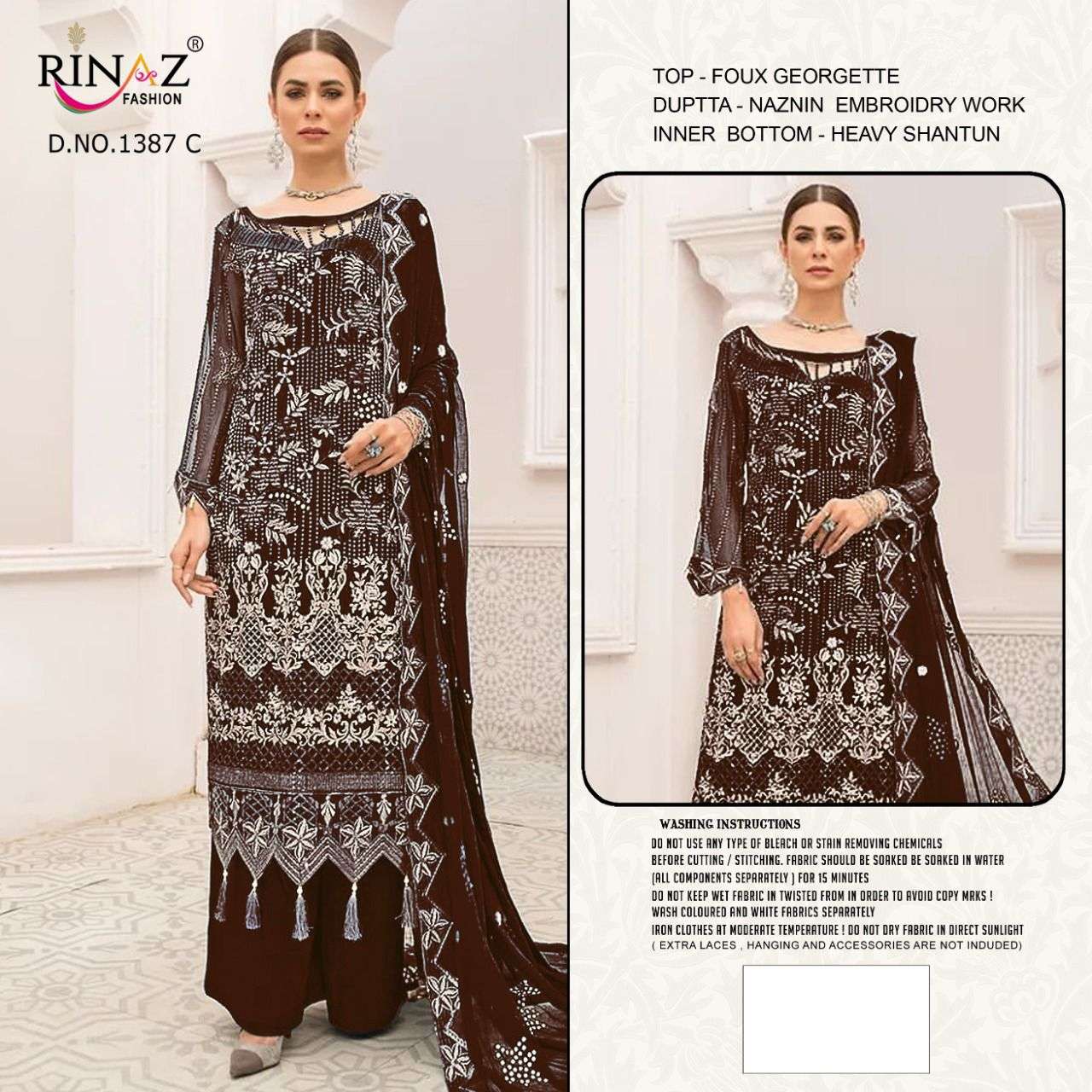 RINAZ 1387 COLOURS BY RINAZ FASHION 1387-A TO 1387-D SERIES DESIGNER PAKISTANI SUITS BEAUTIFUL FANCY COLORFUL STYLISH PARTY WEAR & OCCASIONAL WEAR FAUX GEORGETTE DRESSES AT WHOLESALE PRICE