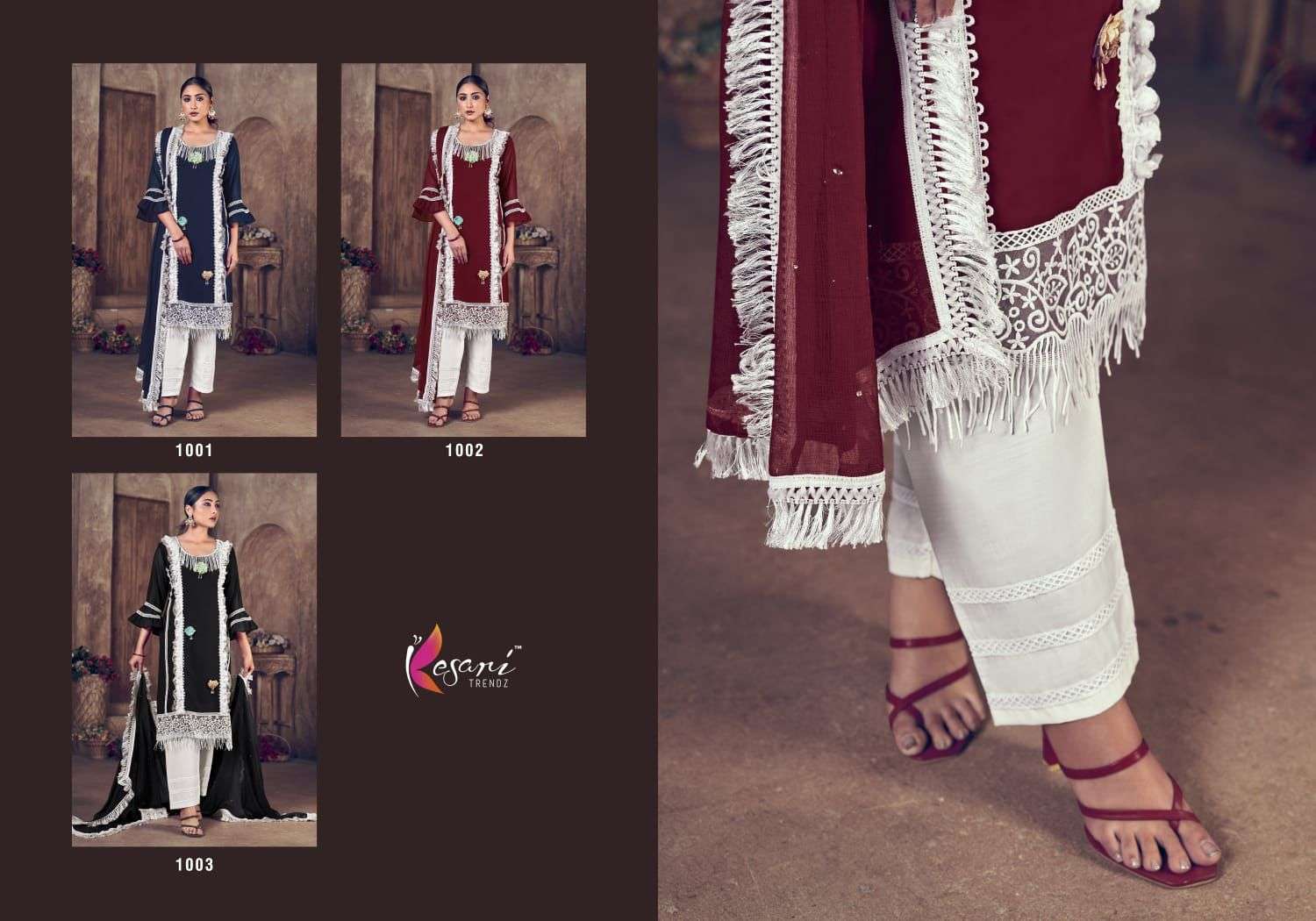 JASH E BAHAR BY KESARI TRENDZ 1001 TO 1003 SERIES BEAUTIFUL STYLISH SUITS FANCY COLORFUL CASUAL WEAR & ETHNIC WEAR & READY TO WEAR HEAVY GEORGETTE DRESSES AT WHOLESALE PRICE