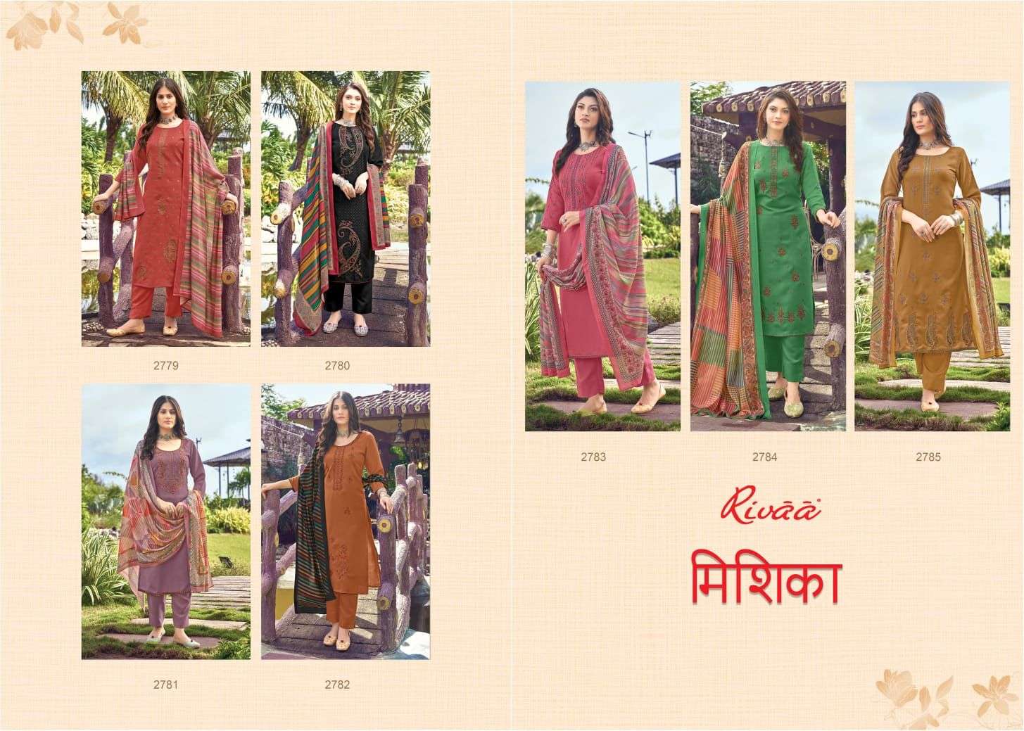MISHIKA BY RIVAA 2779 TO 2785 SERIES BEAUTIFUL SUMMER COLLECTION PAKISATNI SUITS STYLISH FANCY COLORFUL CASUAL WEAR & ETHNIC WEAR HEAVY PASHMINA EMBROIDERED DRESSES AT WHOLESALE PRICE