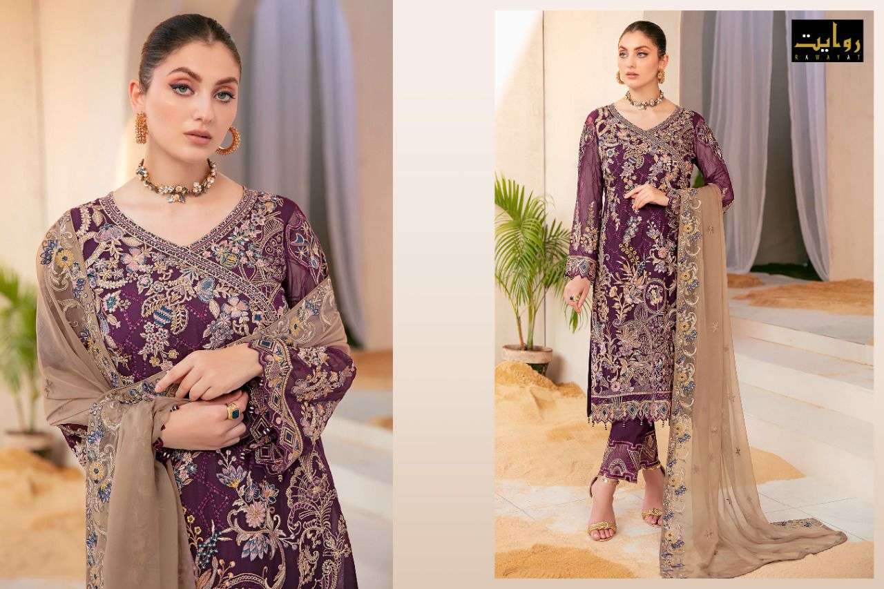 RAMSHA VOL-9 BY RAWAYAT 2024 TO 2027 SERIES DESIGNER FESTIVE PAKISTANI SUITS COLLECTION BEAUTIFUL STYLISH FANCY COLORFUL PARTY WEAR & OCCASIONAL WEAR FAUX GEORGETTE EMBROIDERED DRESSES AT WHOLESALE PRICE