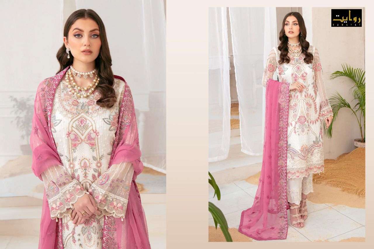 RAMSHA VOL-9 BY RAWAYAT 2024 TO 2027 SERIES DESIGNER FESTIVE PAKISTANI SUITS COLLECTION BEAUTIFUL STYLISH FANCY COLORFUL PARTY WEAR & OCCASIONAL WEAR FAUX GEORGETTE EMBROIDERED DRESSES AT WHOLESALE PRICE