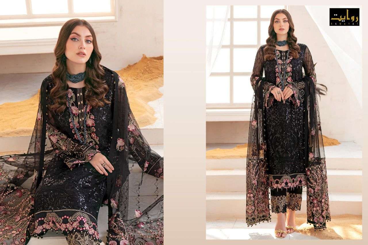 RAMSHA VOL-9 BY RAWAYAT 2024 TO 2027 SERIES DESIGNER FESTIVE PAKISTANI SUITS COLLECTION BEAUTIFUL STYLISH FANCY COLORFUL PARTY WEAR & OCCASIONAL WEAR FAUX GEORGETTE EMBROIDERED DRESSES AT WHOLESALE PRICE