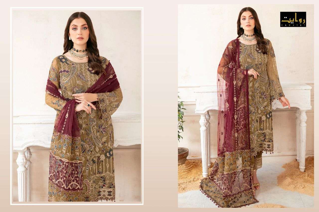 RAMSHA VOL-9 BY RAWAYAT 2024 TO 2027 SERIES DESIGNER FESTIVE PAKISTANI SUITS COLLECTION BEAUTIFUL STYLISH FANCY COLORFUL PARTY WEAR & OCCASIONAL WEAR FAUX GEORGETTE EMBROIDERED DRESSES AT WHOLESALE PRICE