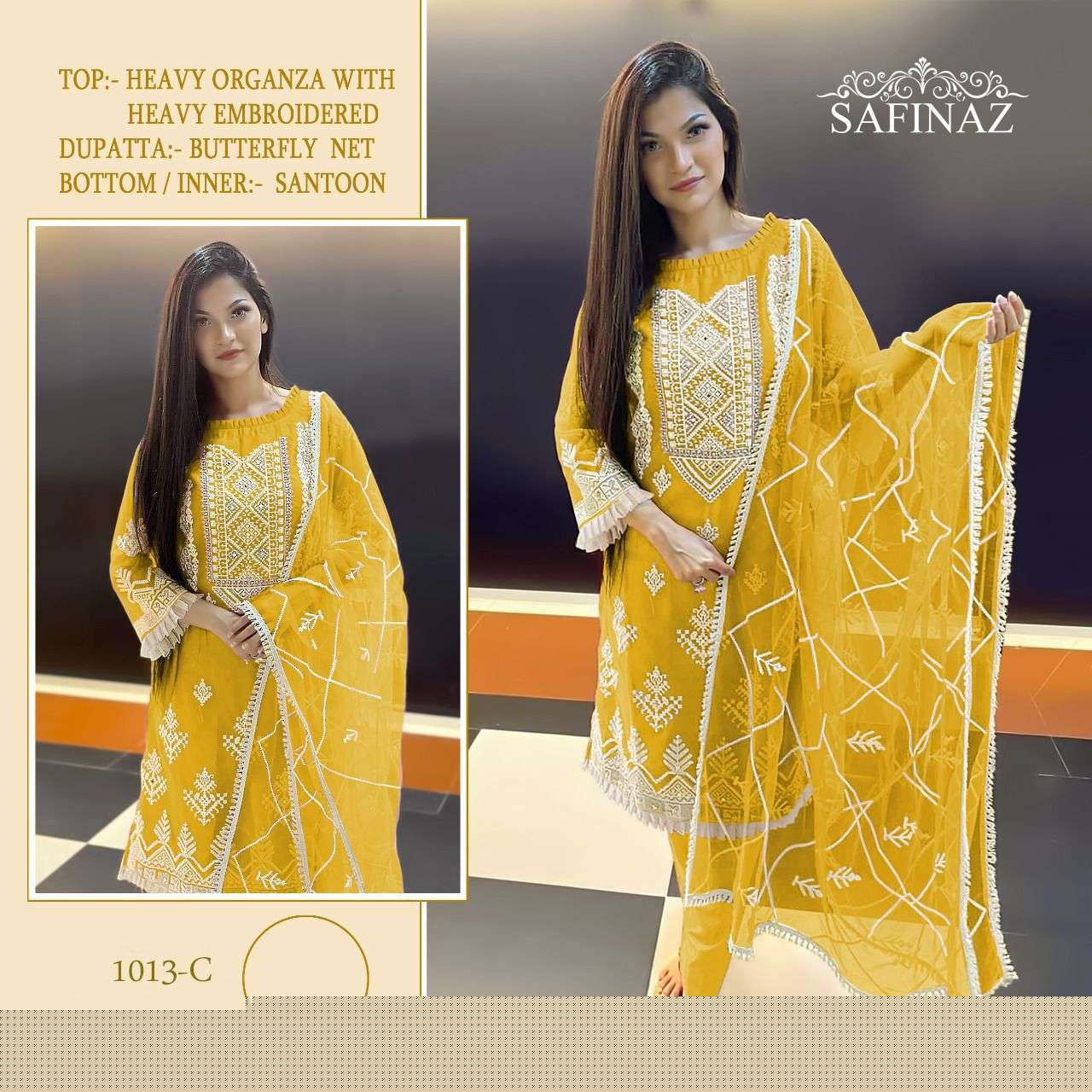 SAFINAZ 1013 COLOURS BY SAFINAZ 1013-A TO 1013-E SERIES DESIGNER FESTIVE PAKISTANI SUITS COLLECTION BEAUTIFUL STYLISH FANCY COLORFUL PARTY WEAR & OCCASIONAL WEAR HEAVY ORGANZA EMBROIDERED DRESSES AT WHOLESALE PRICE