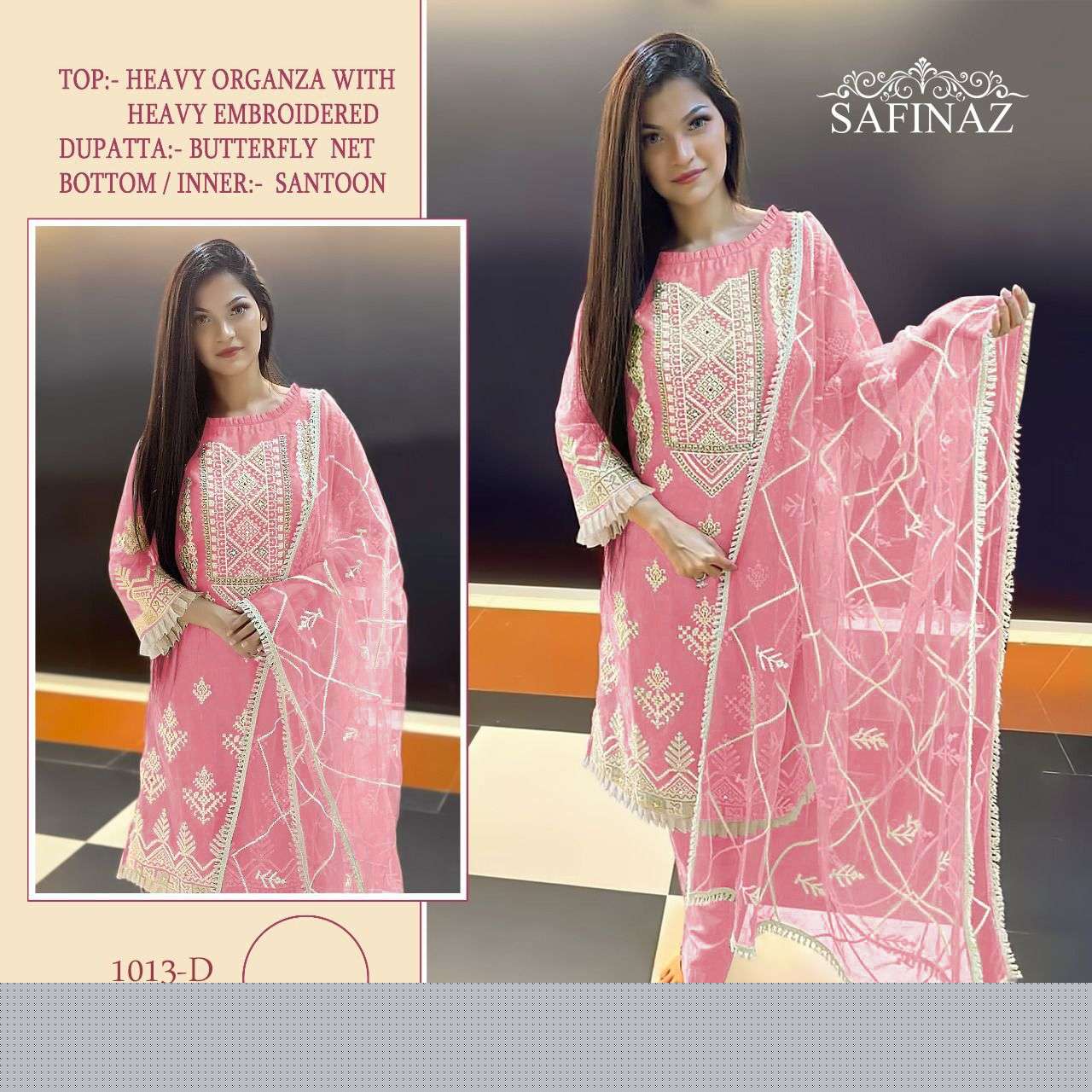SAFINAZ 1013 COLOURS BY SAFINAZ 1013-A TO 1013-E SERIES DESIGNER FESTIVE PAKISTANI SUITS COLLECTION BEAUTIFUL STYLISH FANCY COLORFUL PARTY WEAR & OCCASIONAL WEAR HEAVY ORGANZA EMBROIDERED DRESSES AT WHOLESALE PRICE