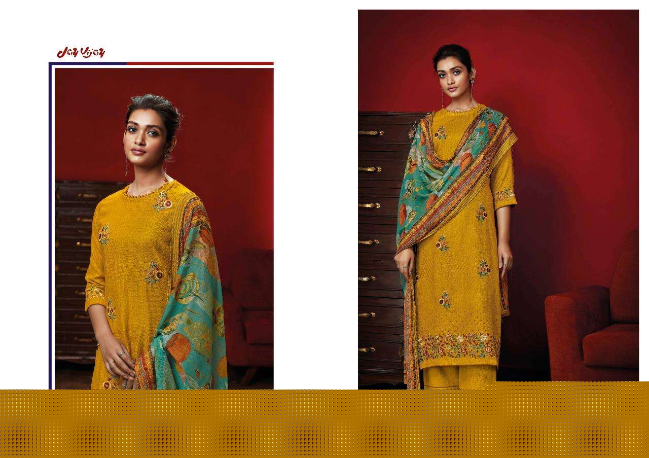 DASTOOR BY JAY VIJAY PRINTS 7701 TO 7707 SERIES INDIAN SUITS BEAUTIFUL FANCY COLORFUL STYLISH PARTY WEAR & OCCASIONAL WEAR PURE RAYON EMBROIDERY DRESSES AT WHOLESALE PRICE