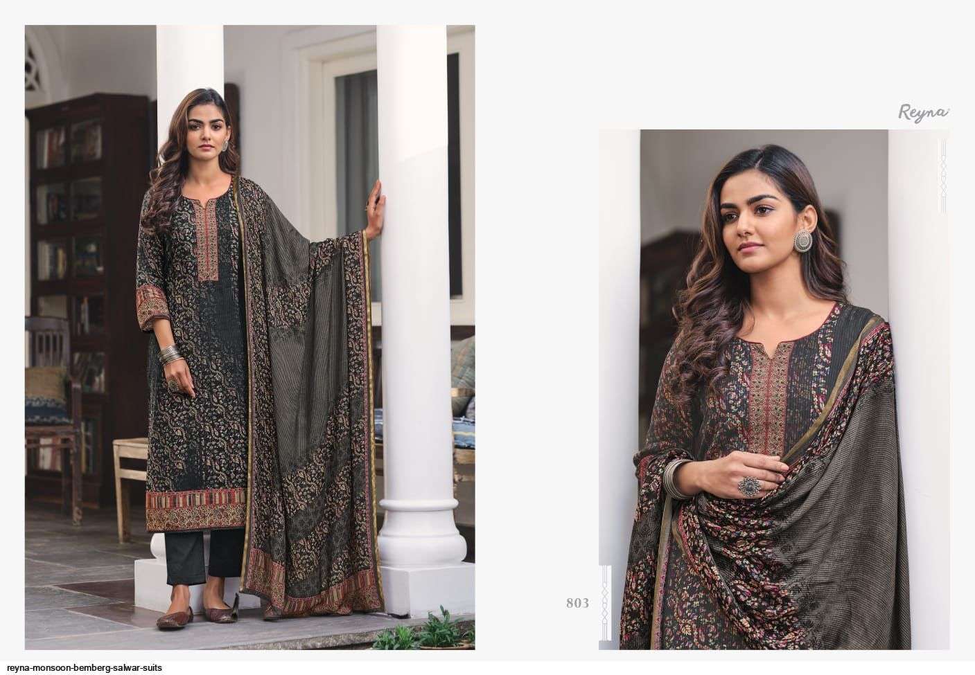 MONSOON BY REYNA 801 TO 807 SERIES INDIAN SUITS BEAUTIFUL FANCY COLORFUL STYLISH PARTY WEAR & OCCASIONAL WEAR PURE BEMBERG SILK DRESSES AT WHOLESALE PRICE
