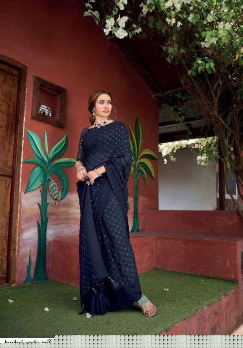 VEDA BY KASHVI CREATION 1001 TO 1010 SERIES INDIAN TRADITIONAL BEAUTIFUL STYLISH DESIGNER BANARASI SILK JACQUARD EMBROIDERED PARTY WEAR PURE GEORGETTE SAREES AT WHOLESALE PRICE