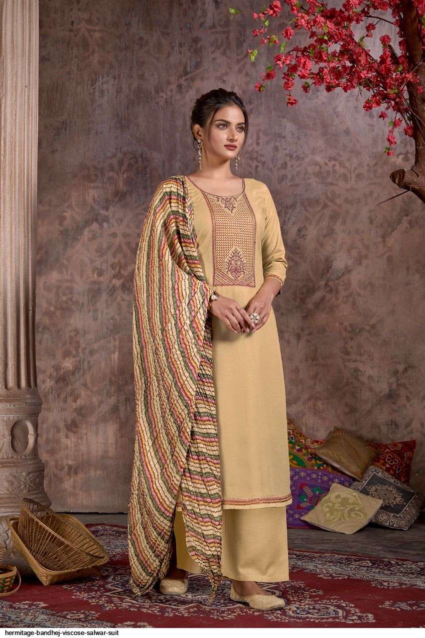 BANDHEJ BY HERMITAGE 1001 TO 1008 SERIES BEAUTIFUL STYLISH SUITS FANCY COLORFUL CASUAL WEAR & ETHNIC WEAR & READY TO WEAR PURE VISCOSE RAYON DRESSES AT WHOLESALE PRICE