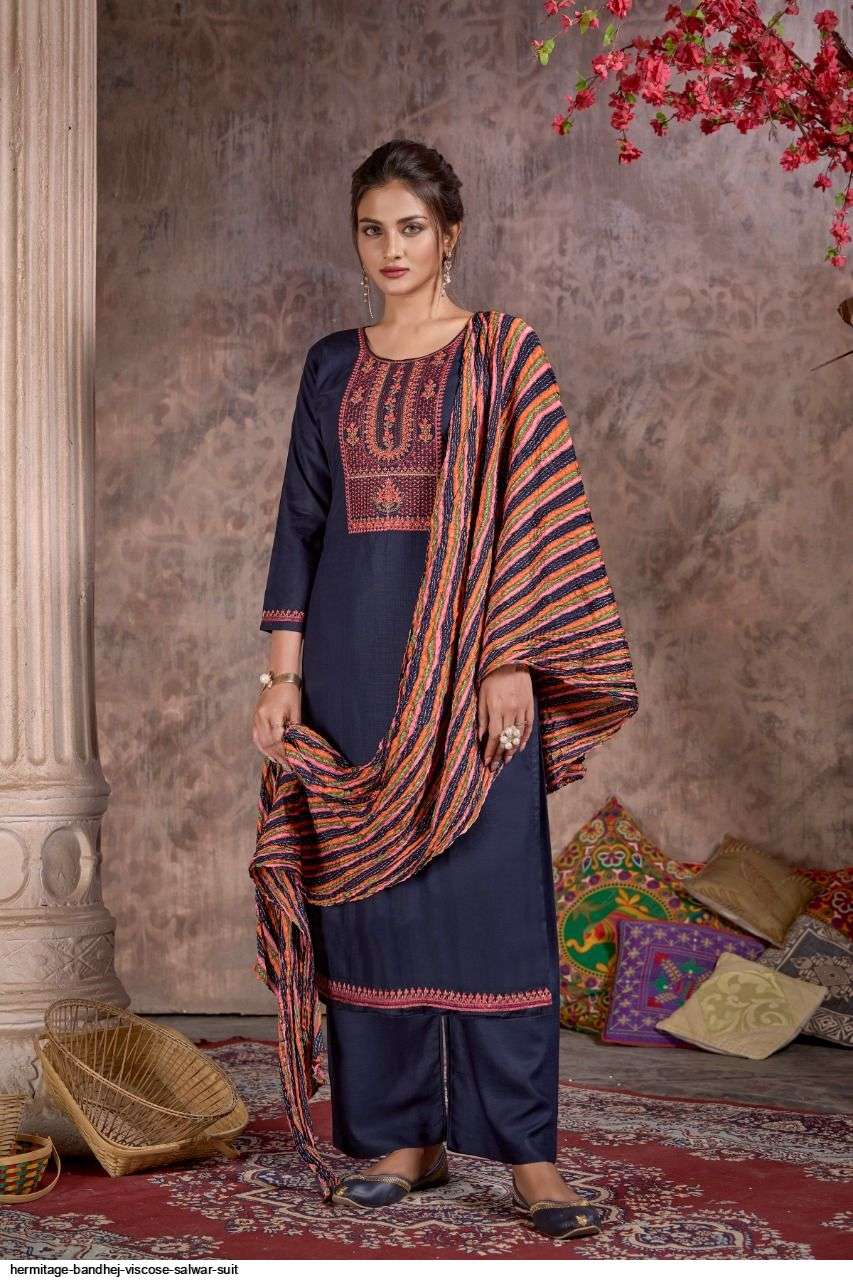 BANDHEJ BY HERMITAGE 1001 TO 1008 SERIES BEAUTIFUL STYLISH SUITS FANCY COLORFUL CASUAL WEAR & ETHNIC WEAR & READY TO WEAR PURE VISCOSE RAYON DRESSES AT WHOLESALE PRICE