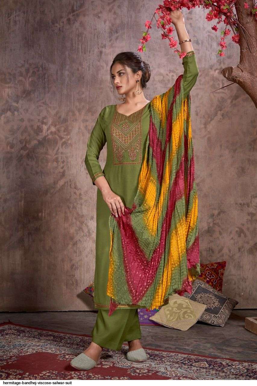 BANDHEJ BY HERMITAGE 1001 TO 1008 SERIES BEAUTIFUL STYLISH SUITS FANCY COLORFUL CASUAL WEAR & ETHNIC WEAR & READY TO WEAR PURE VISCOSE RAYON DRESSES AT WHOLESALE PRICE