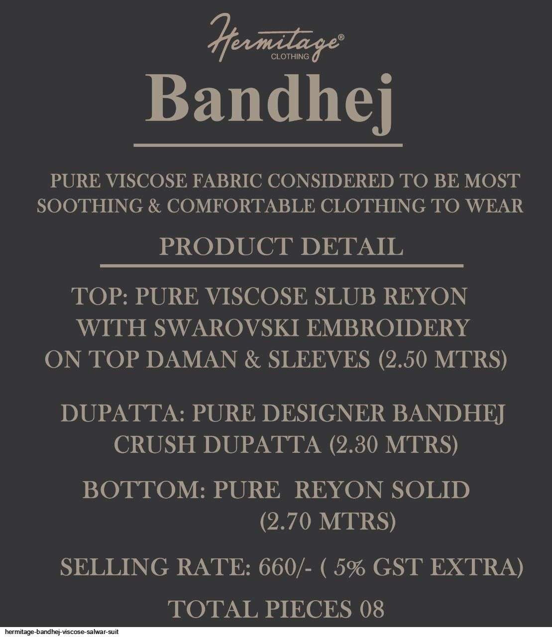 BANDHEJ BY HERMITAGE 1001 TO 1008 SERIES BEAUTIFUL STYLISH SUITS FANCY COLORFUL CASUAL WEAR & ETHNIC WEAR & READY TO WEAR PURE VISCOSE RAYON DRESSES AT WHOLESALE PRICE