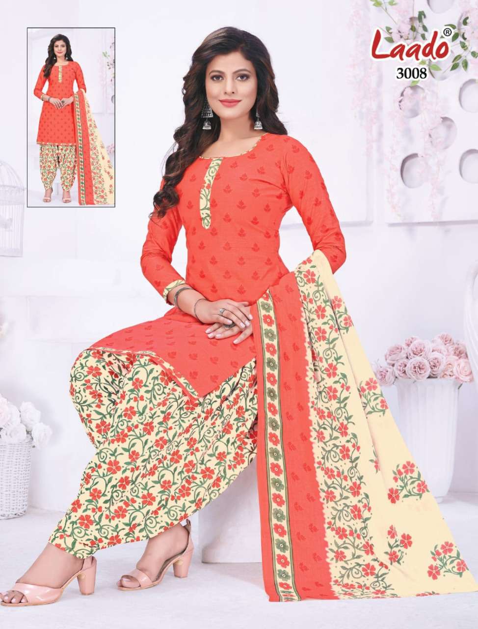 NADIYA PATIYALA VOL-3 BY LAADO 3001 TO 3012 SERIES BEAUTIFUL COLLECTION SUITS STYLISH FANCY COLORFUL CASUAL WEAR & ETHNIC WEAR COTTON PRINTED DRESSES AT WHOLESALE PRICE