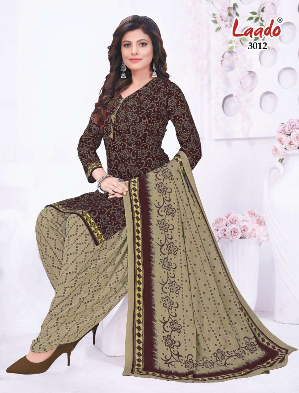 NADIYA PATIYALA VOL-3 BY LAADO 3001 TO 3012 SERIES BEAUTIFUL COLLECTION SUITS STYLISH FANCY COLORFUL CASUAL WEAR & ETHNIC WEAR COTTON PRINTED DRESSES AT WHOLESALE PRICE