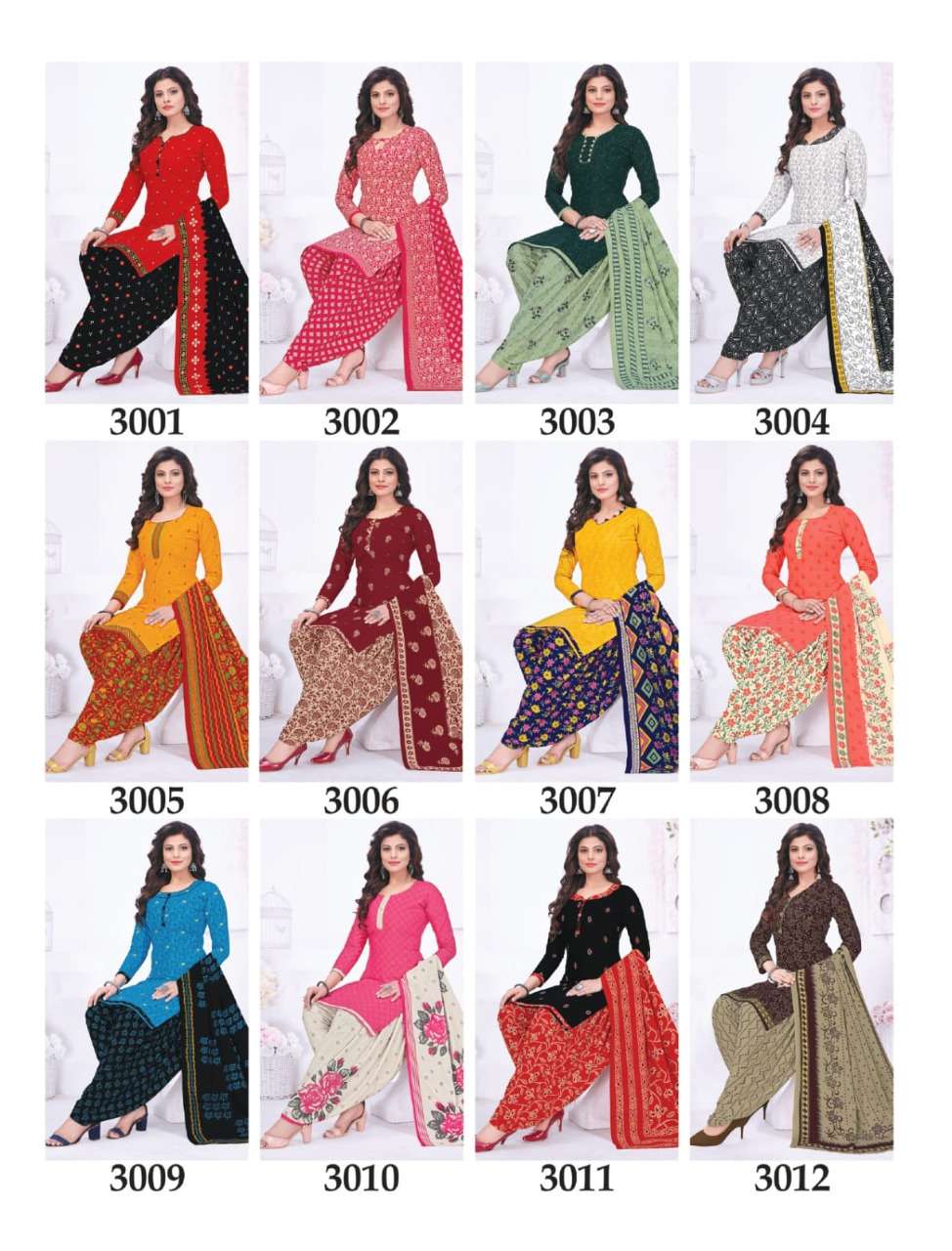 NADIYA PATIYALA VOL-3 BY LAADO 3001 TO 3012 SERIES BEAUTIFUL COLLECTION SUITS STYLISH FANCY COLORFUL CASUAL WEAR & ETHNIC WEAR COTTON PRINTED DRESSES AT WHOLESALE PRICE