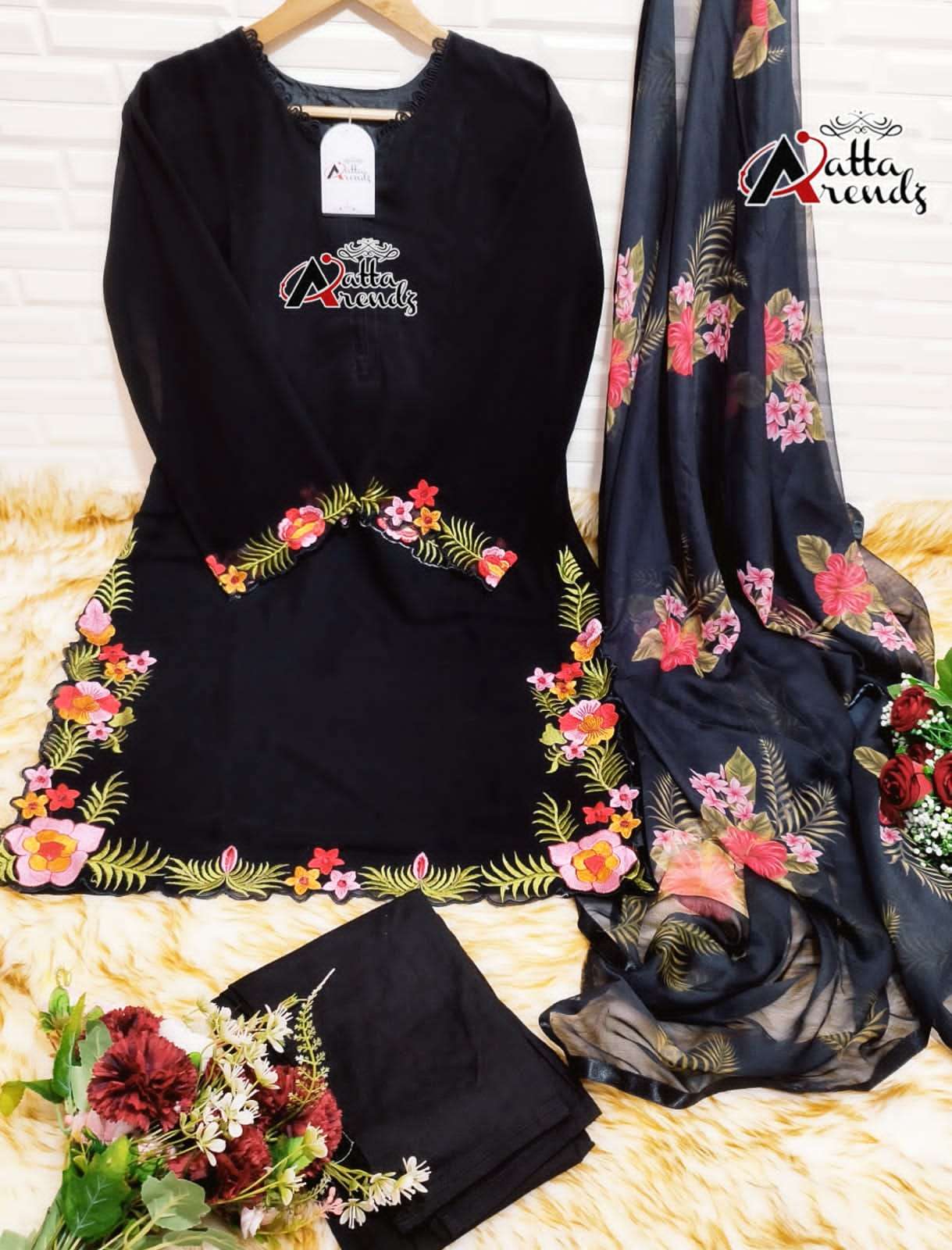 ATTA TRENDZ 2716 COLOURS BY ATTA TRENDZ 2716-A TO 2716-B SERIES DESIGNER PAKISTANI SUITS BEAUTIFUL STYLISH FANCY COLORFUL PARTY WEAR & OCCASIONAL WEAR PURE GEORGETTE EMBROIDERED DRESSES AT WHOLESALE PRICE
