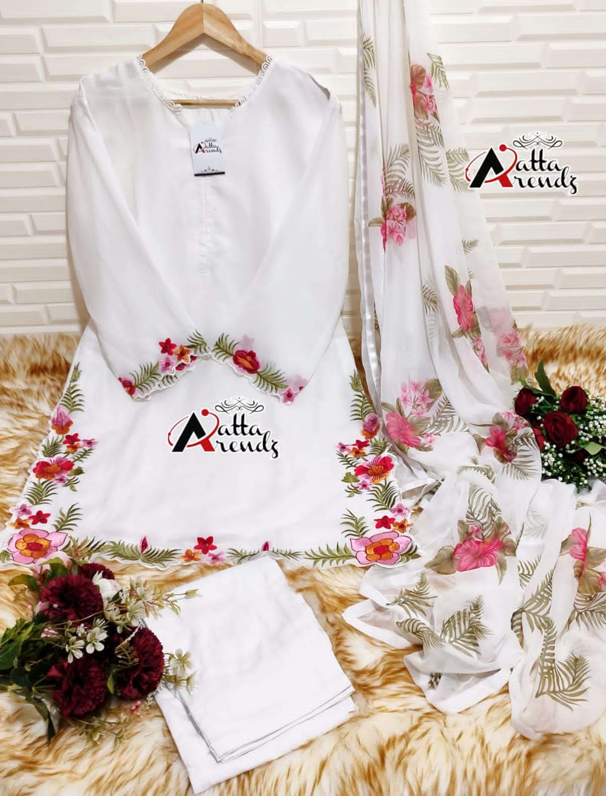 ATTA TRENDZ 2716 COLOURS BY ATTA TRENDZ 2716-A TO 2716-B SERIES DESIGNER PAKISTANI SUITS BEAUTIFUL STYLISH FANCY COLORFUL PARTY WEAR & OCCASIONAL WEAR PURE GEORGETTE EMBROIDERED DRESSES AT WHOLESALE PRICE