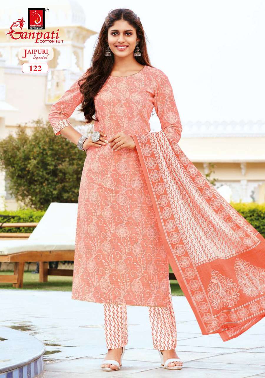 JAIPURI SPECIAL VOL-2 BY GANPATI COTTON SUITS 116TO 130 SERIES BEAUTIFUL STYLISH SUITS FANCY COLORFUL CASUAL WEAR & ETHNIC WEAR & READY TO WEAR PURE COTTON PRINT DRESSES AT WHOLESALE PRICE