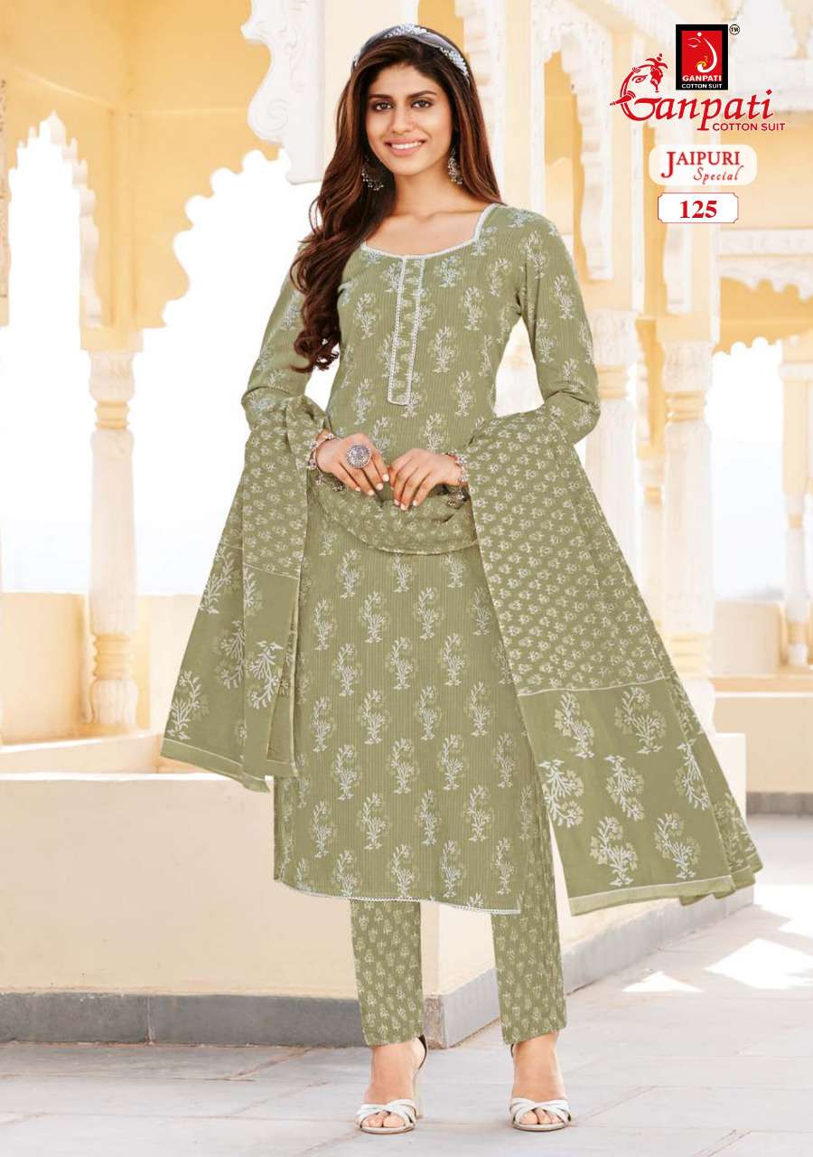 JAIPURI SPECIAL VOL-2 BY GANPATI COTTON SUITS 116TO 130 SERIES BEAUTIFUL STYLISH SUITS FANCY COLORFUL CASUAL WEAR & ETHNIC WEAR & READY TO WEAR PURE COTTON PRINT DRESSES AT WHOLESALE PRICE