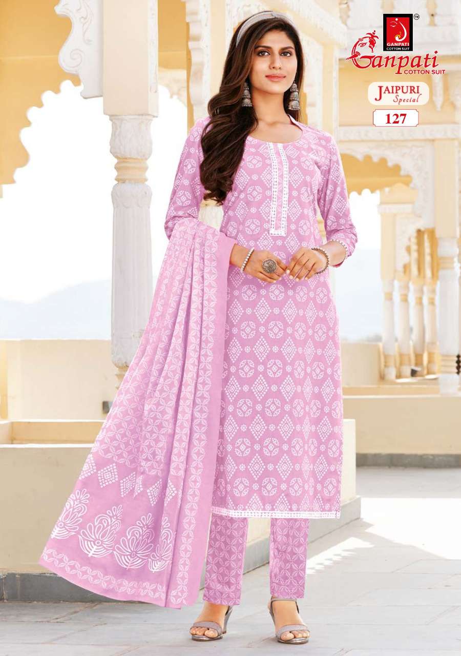 JAIPURI SPECIAL VOL-2 BY GANPATI COTTON SUITS 116TO 130 SERIES BEAUTIFUL STYLISH SUITS FANCY COLORFUL CASUAL WEAR & ETHNIC WEAR & READY TO WEAR PURE COTTON PRINT DRESSES AT WHOLESALE PRICE