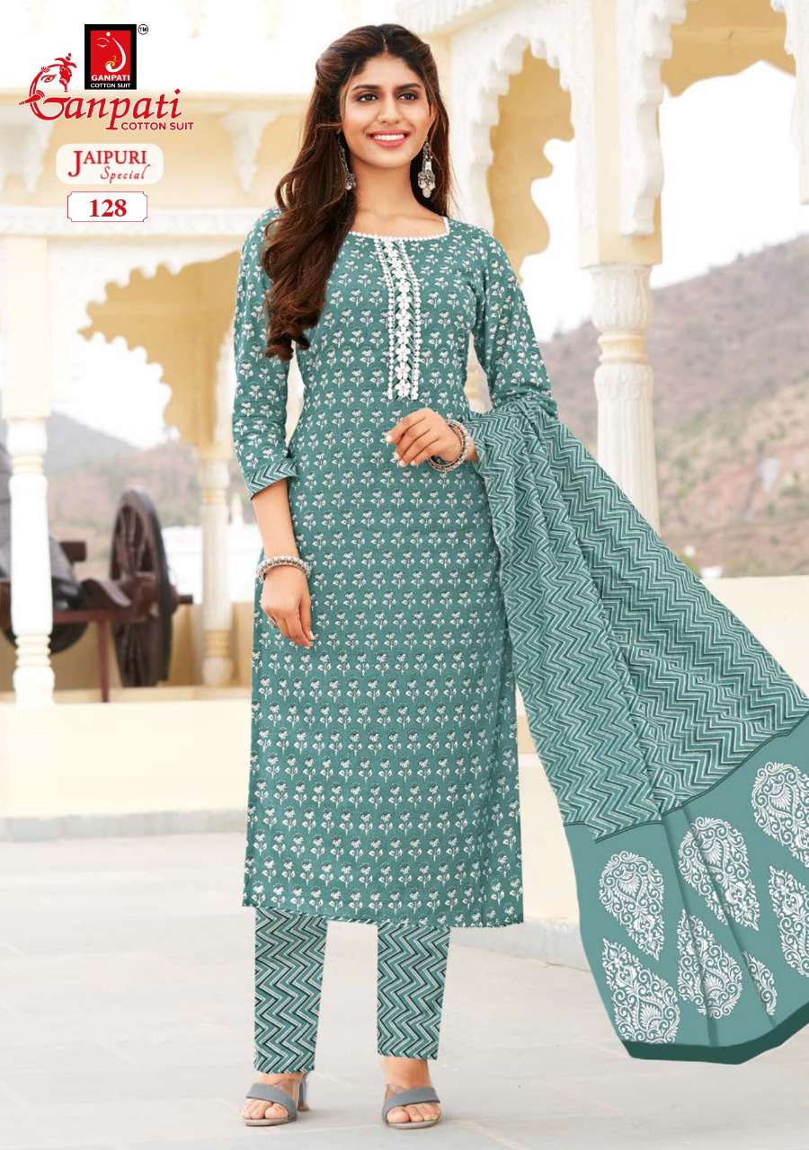 JAIPURI SPECIAL VOL-2 BY GANPATI COTTON SUITS 116TO 130 SERIES BEAUTIFUL STYLISH SUITS FANCY COLORFUL CASUAL WEAR & ETHNIC WEAR & READY TO WEAR PURE COTTON PRINT DRESSES AT WHOLESALE PRICE