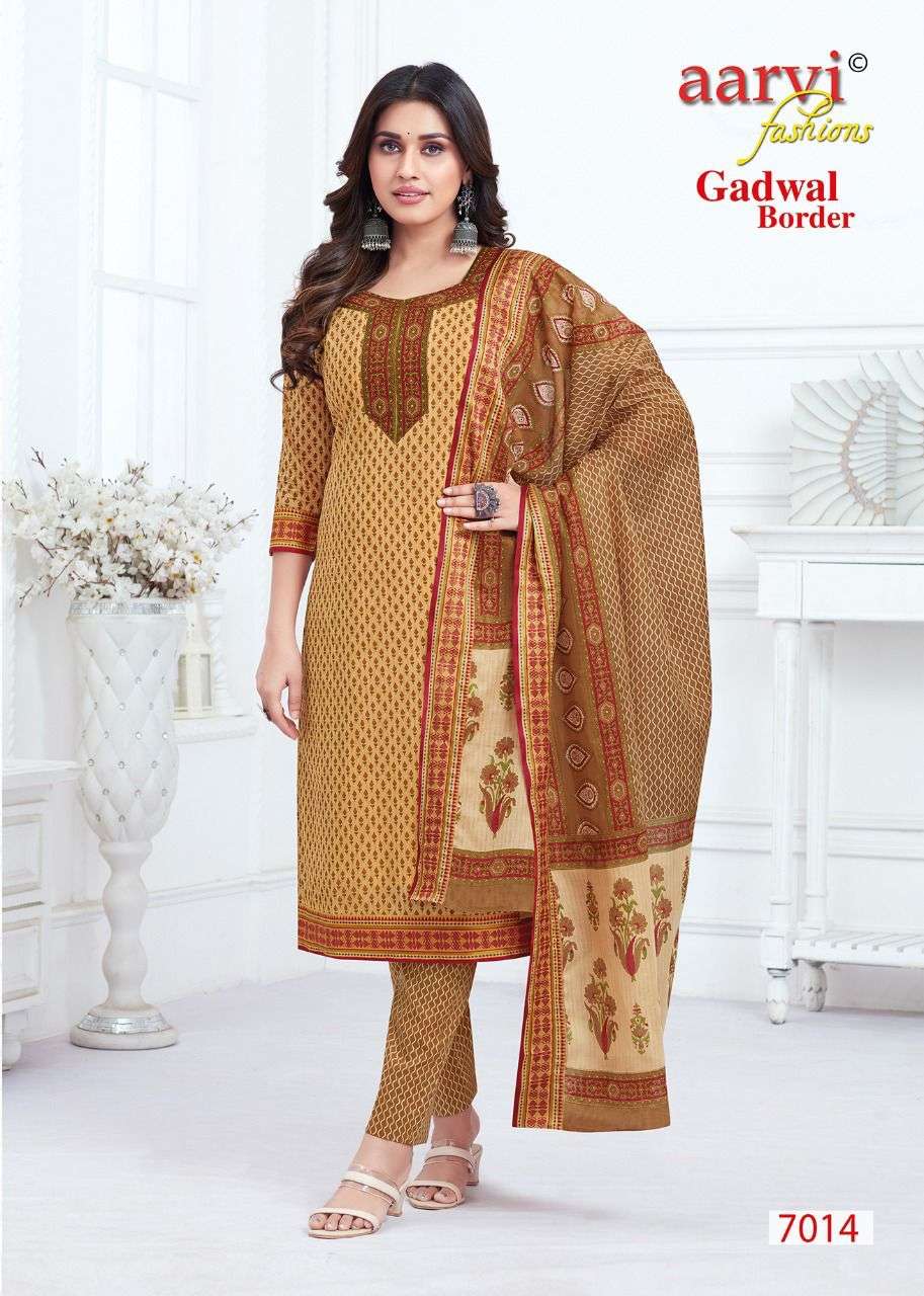 GADWAL BORDER VOL-7 BY AARVI FASHION 7012 TO 7023 SERIES BEAUTIFUL SUITS COLORFUL STYLISH FANCY CASUAL WEAR & ETHNIC WEAR FANCY DRESSES AT WHOLESALE PRICE